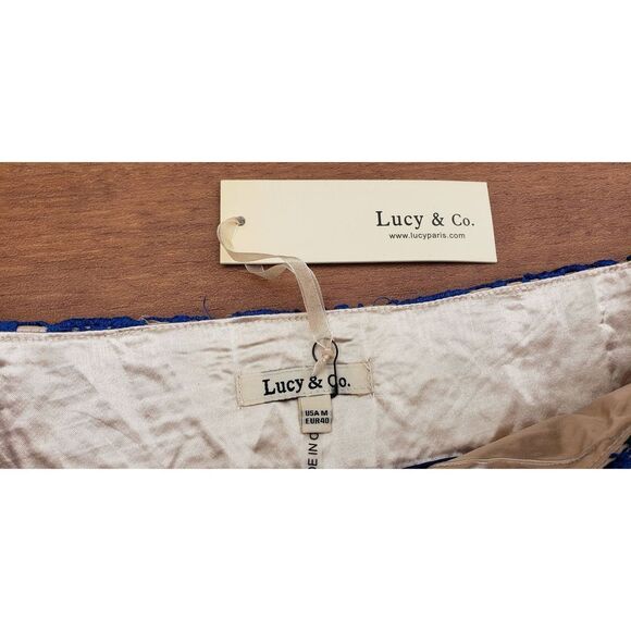 NWT Lucy & Co. Blue & Beige Crochtet Pencil Skirt Size Medium - Picture 13 of 16